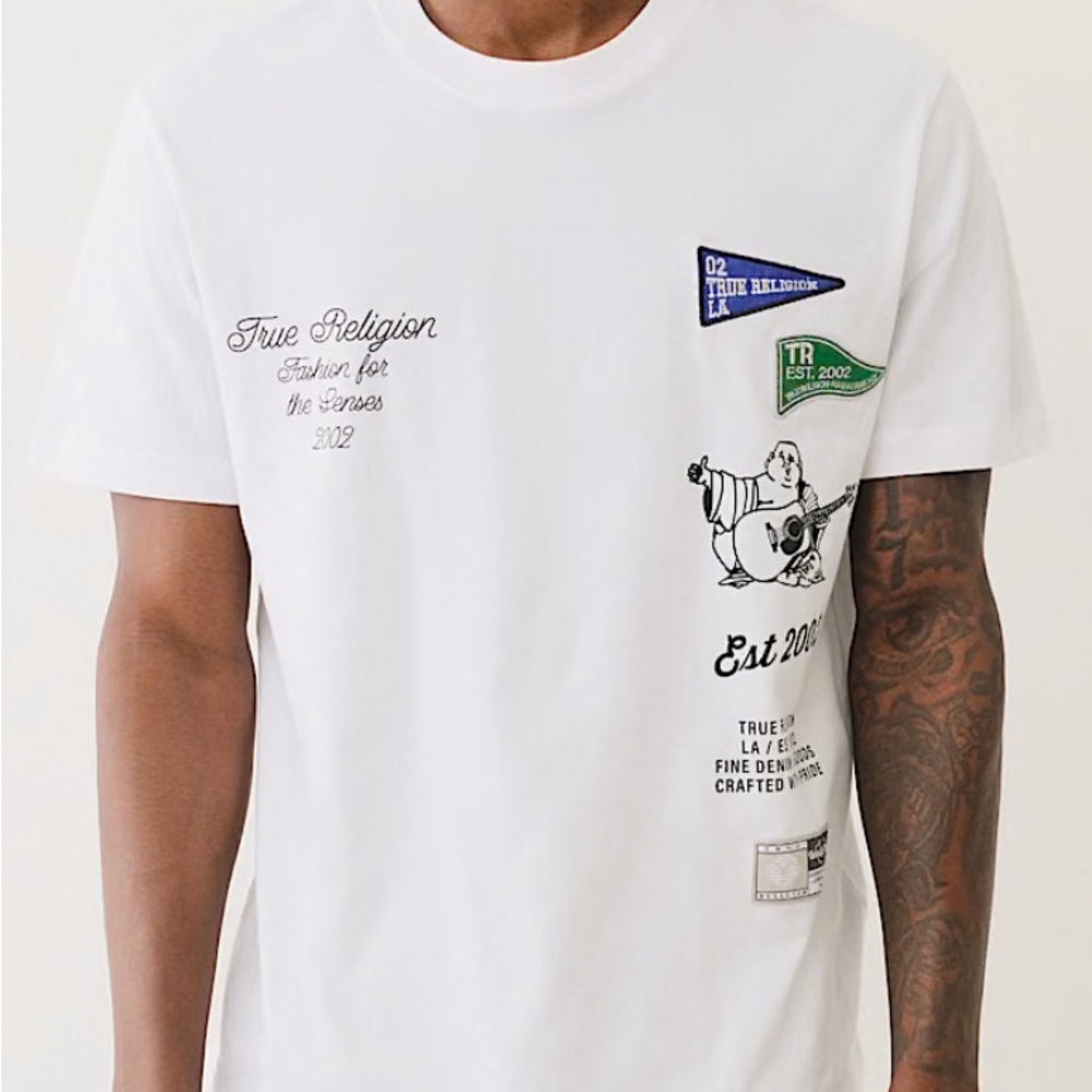 True Religion White Graphic T-Shirt for Men